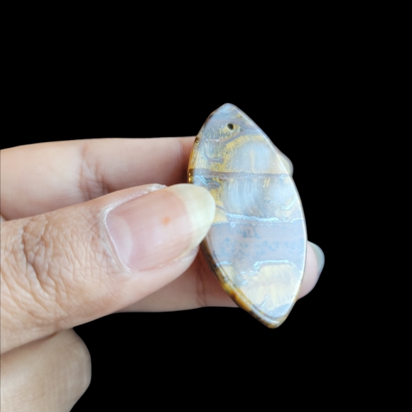 Brown Tiger Iron Gem Tone Oivary Pendant beads 7mm - Picture 4 of 5